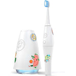 TAO Clean Umma Kids Sonic Toothbrush front view with UV sanitizing docking station.