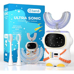 Bendi kids astronaut electric toothbrush front view showing white space theme handle