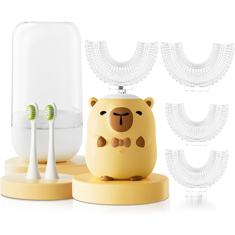 ELOTAME Kids Electric Toothbrush front view featuring the cartoon capybara design.