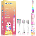 Dada-Tech Pink Unicorn Kids Electric Toothbrush front view for children's oral care.