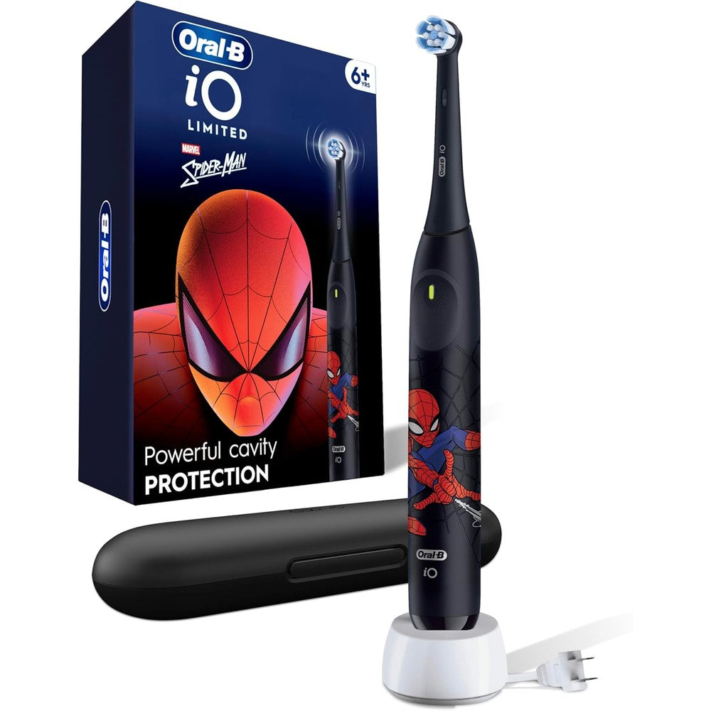 Oral-B iO Kids Spiderman electric toothbrush front view showing Marvel graphics