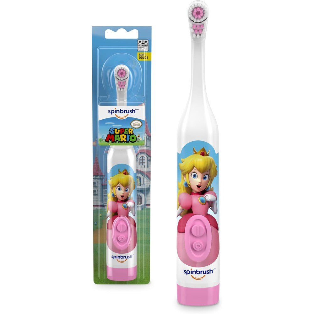Spinbrush Princess Peach Kids Electric Battery Toothbrush front view featuring character design