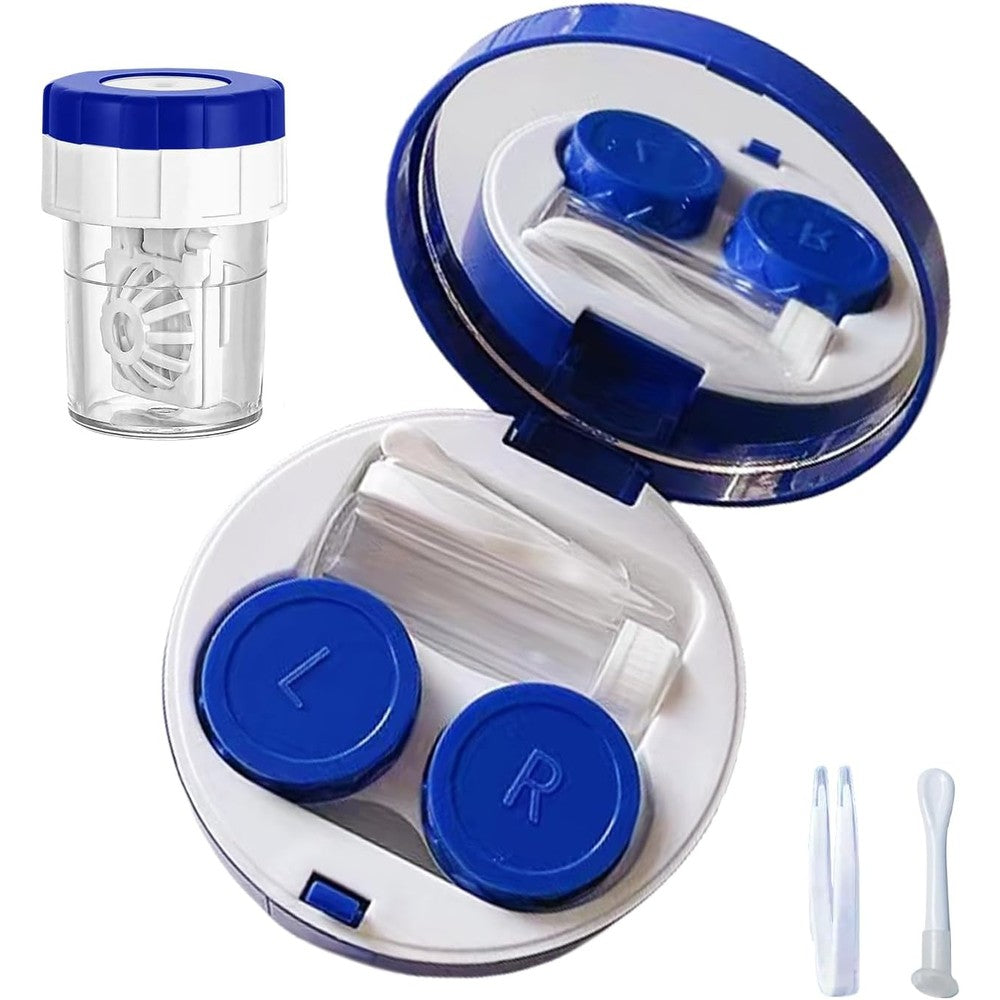 YKuzLx Contact Lens Case with Cleaner Washer in Klein Blue front view