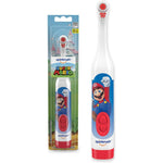 Spinbrush Super Mario Kids Electric Toothbrush front view for plaque removal.