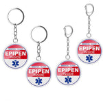 Hiverst Epipen Inside Medical Alert Keychain front view showing bright red emergency tag with blue star of life symbol