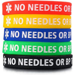 XUANPAI silicone medical emergency alert ID bracelets five pack front view showing multiple colors