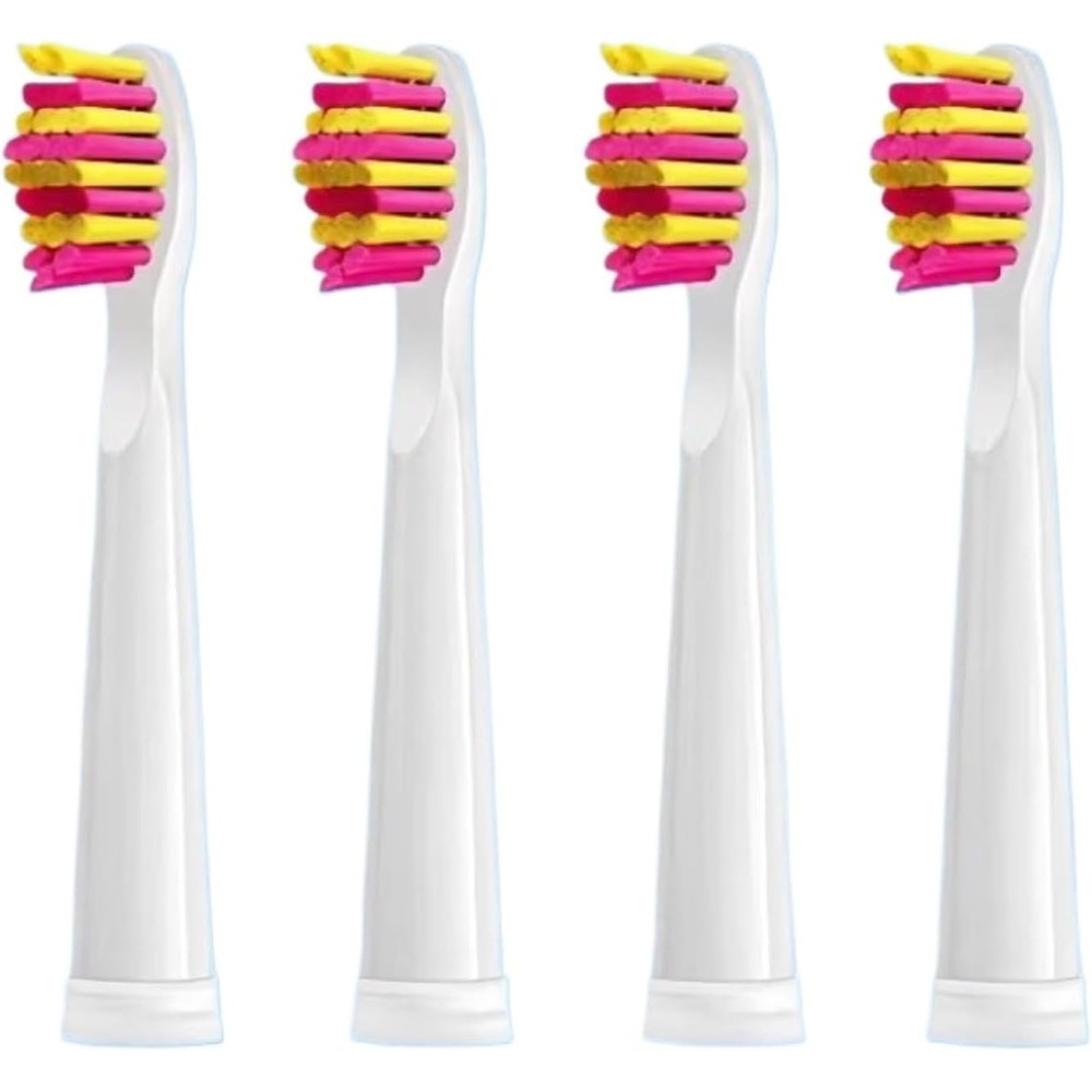 Dnsly electric toothbrush replacement heads front view showing W-shaped bristles.
