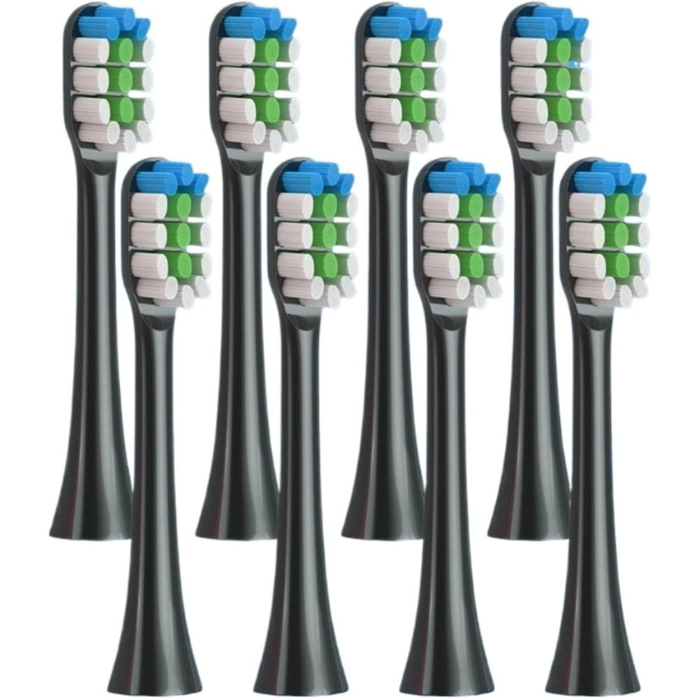 Zrksgbvyct replacement toothbrush heads 8 pack front view showing black handles.