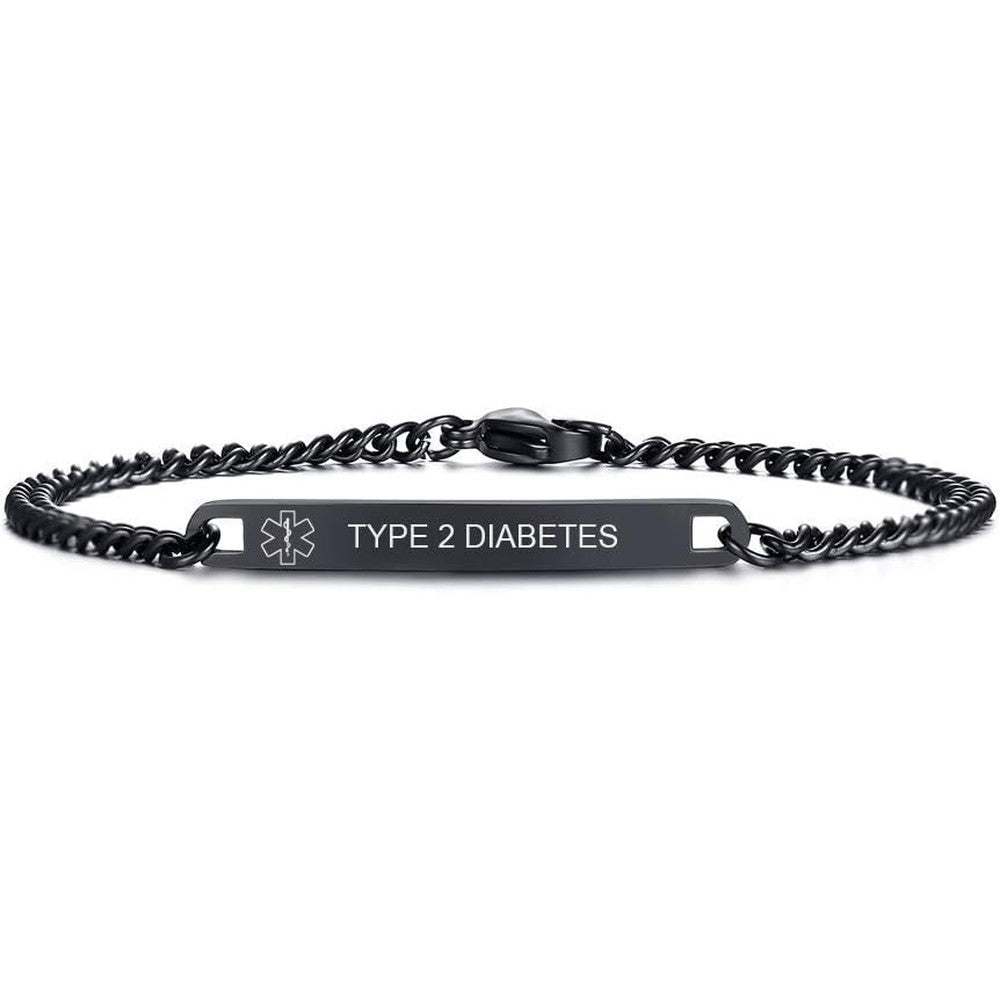 VNOX Medical Alert ID Bracelet premium stainless steel emergency band front view