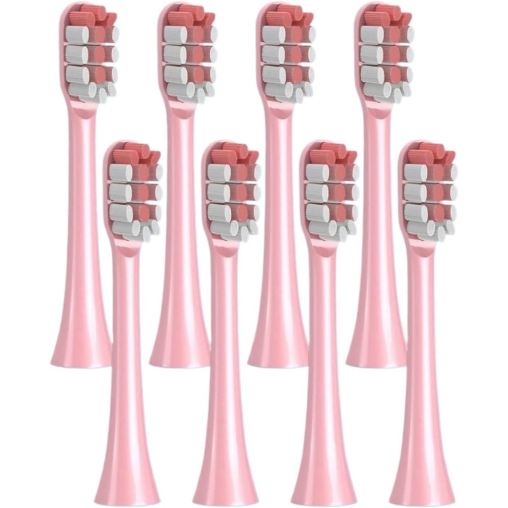 ROAMAN compatible replacement toothbrush heads 8 pack pink front view