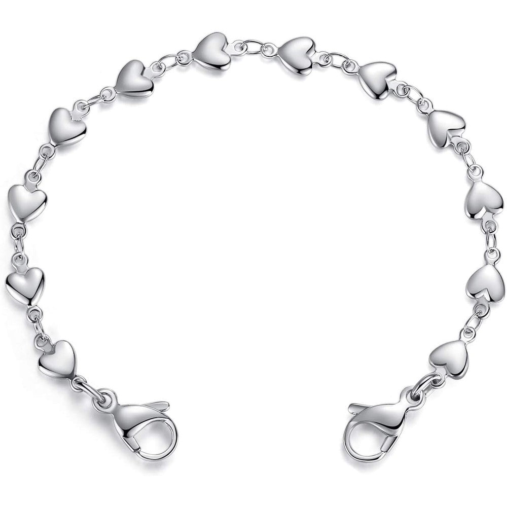 LinnaLove heart link stainless steel medical alert bracelet replacement chain front view