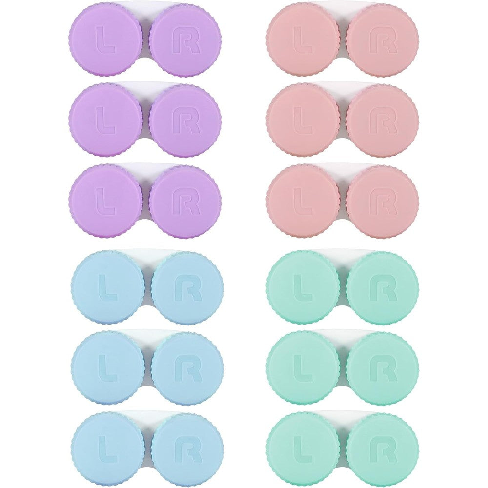 Kmchilj 12-piece colorful contact lens case set front view