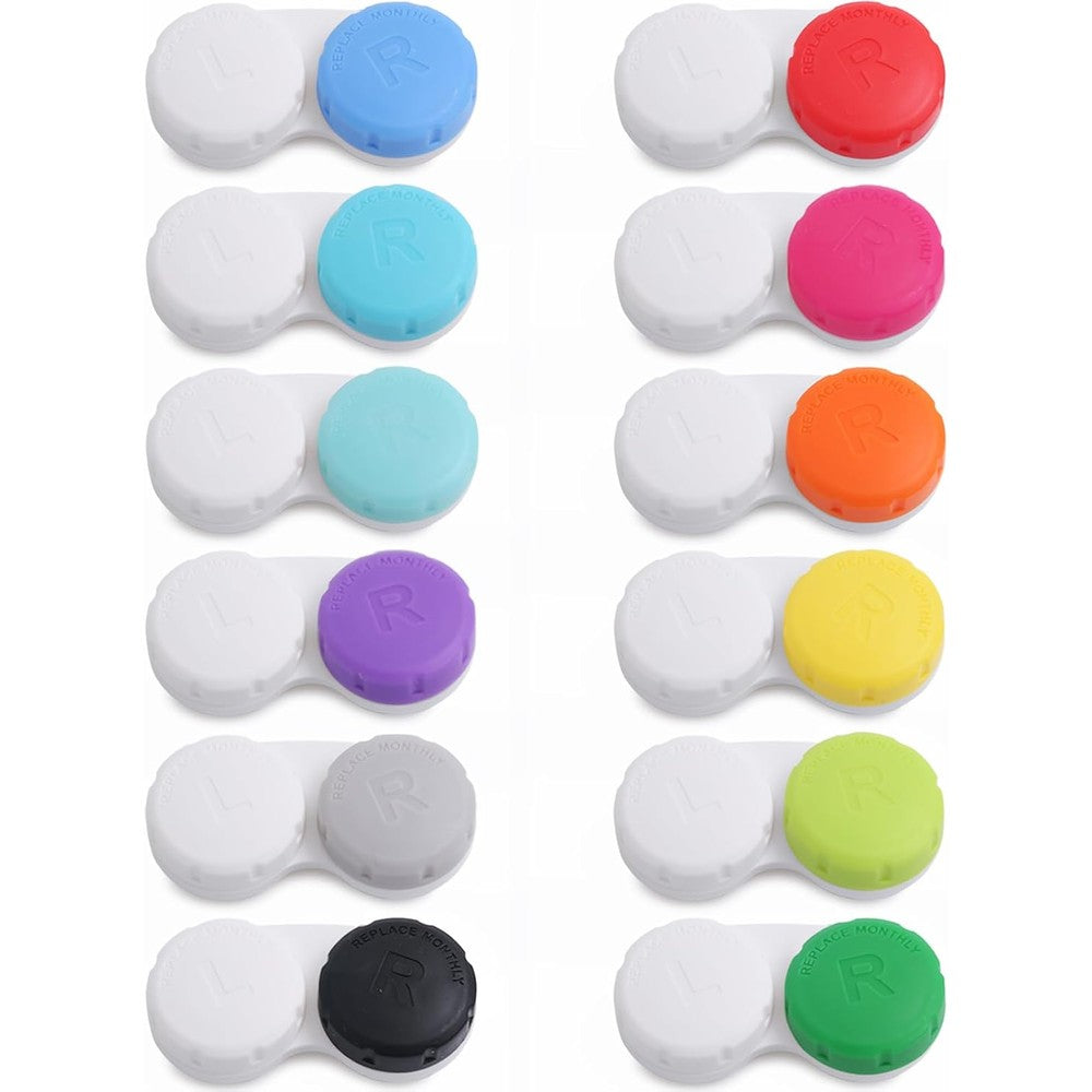 Dewsensi 12 pack colorful contact lens cases front view