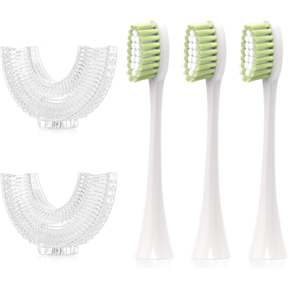 PVOGRT Kids Electric U Shaped Toothbrush Replacement Heads pack showing 5 pieces.