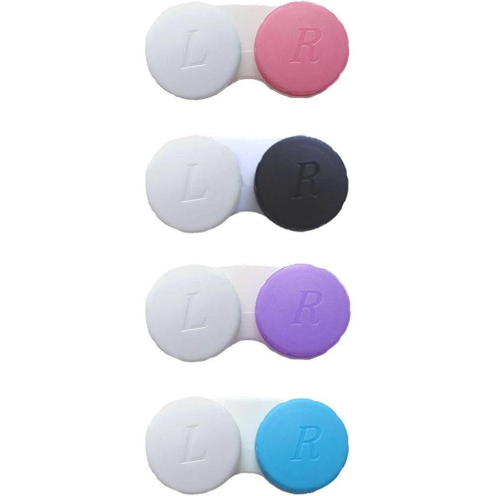 Smanzu 4 Pack Contact Lens Case set front view showing four colorful containers