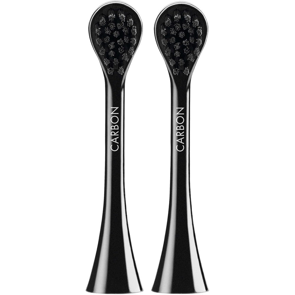 Curaprox Hydrosonic Black Is White Carbon Replacement Brush Heads front view for sonic whitening.