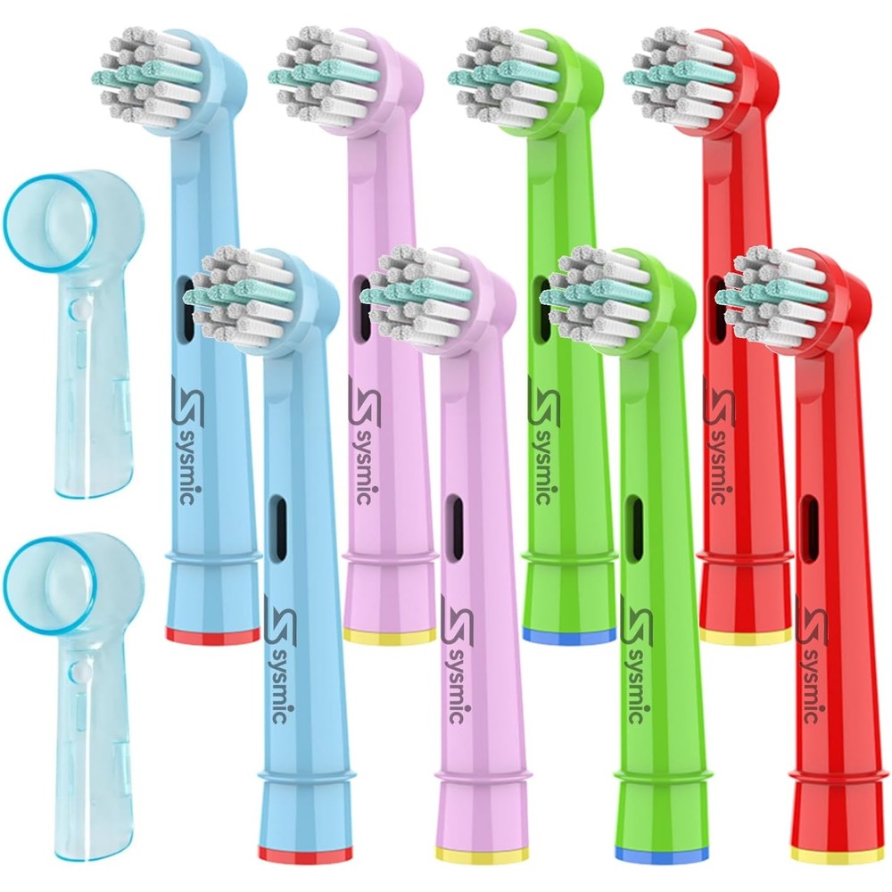 Bimily kids toothbrush replacement heads 8 pack front view extra soft bristles