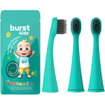 BURST Kids Replacement Toothbrush Heads 3-pack front view for sonic cleaning.