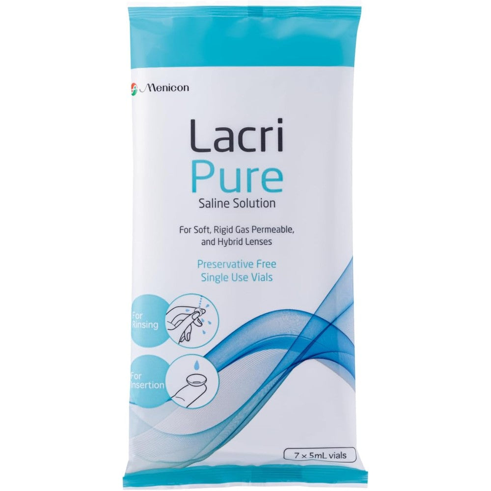 Menicon LacriPure Saline Contact Lens Solution front package view