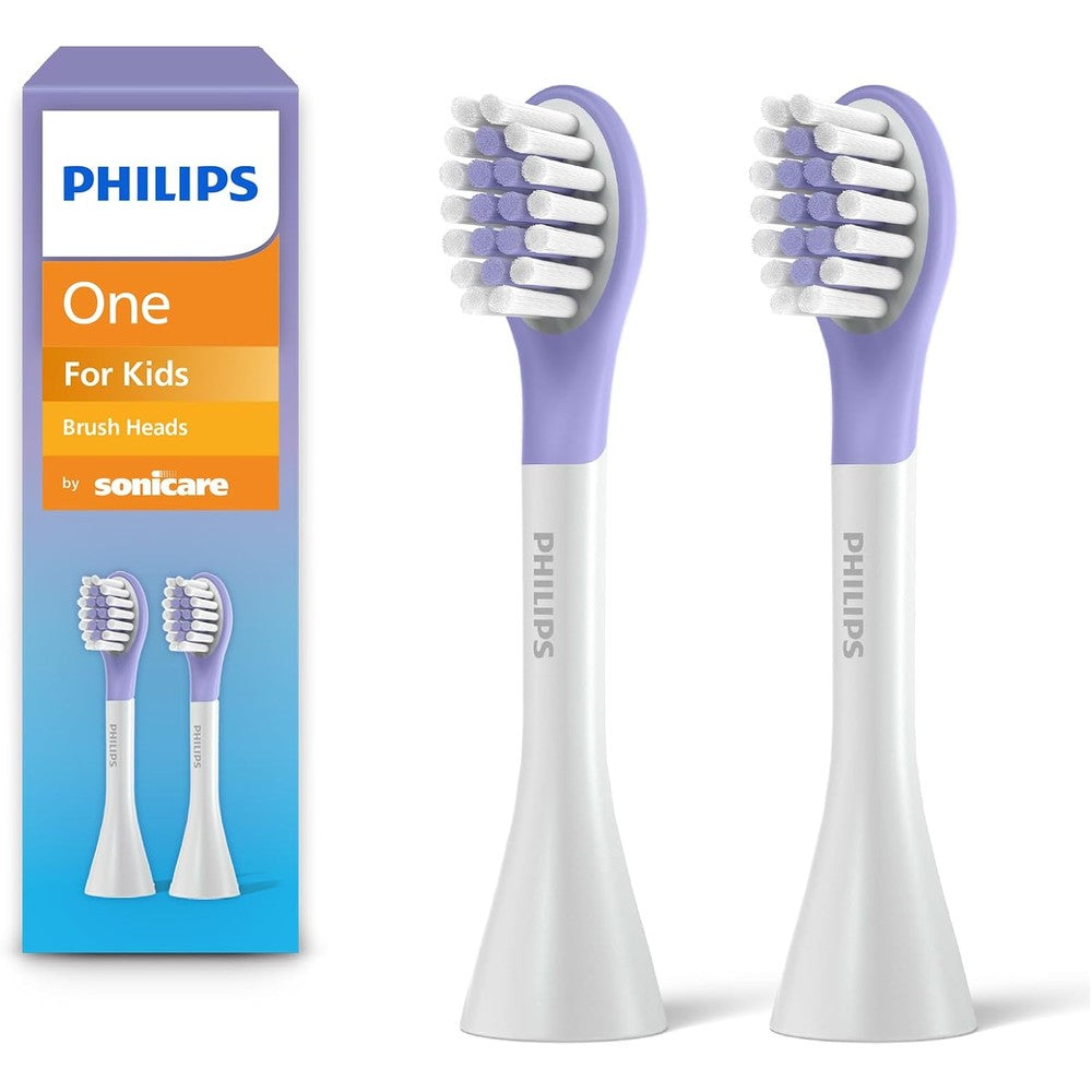 Philips Sonicare One for Kids replacement brush heads front view purple 2 pack
