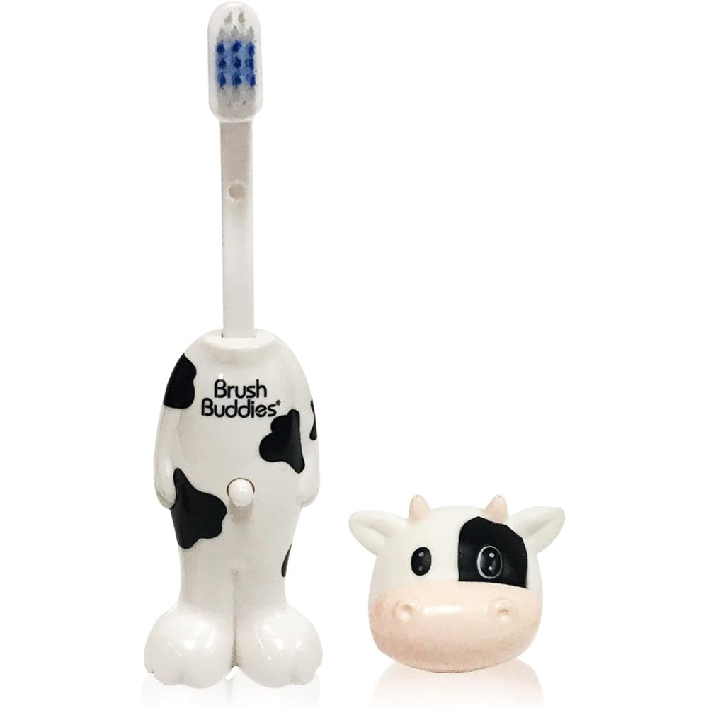 Brush Buddies Milky Wayne Cow Poppin toothbrush front view authentic imported kids dental care.
