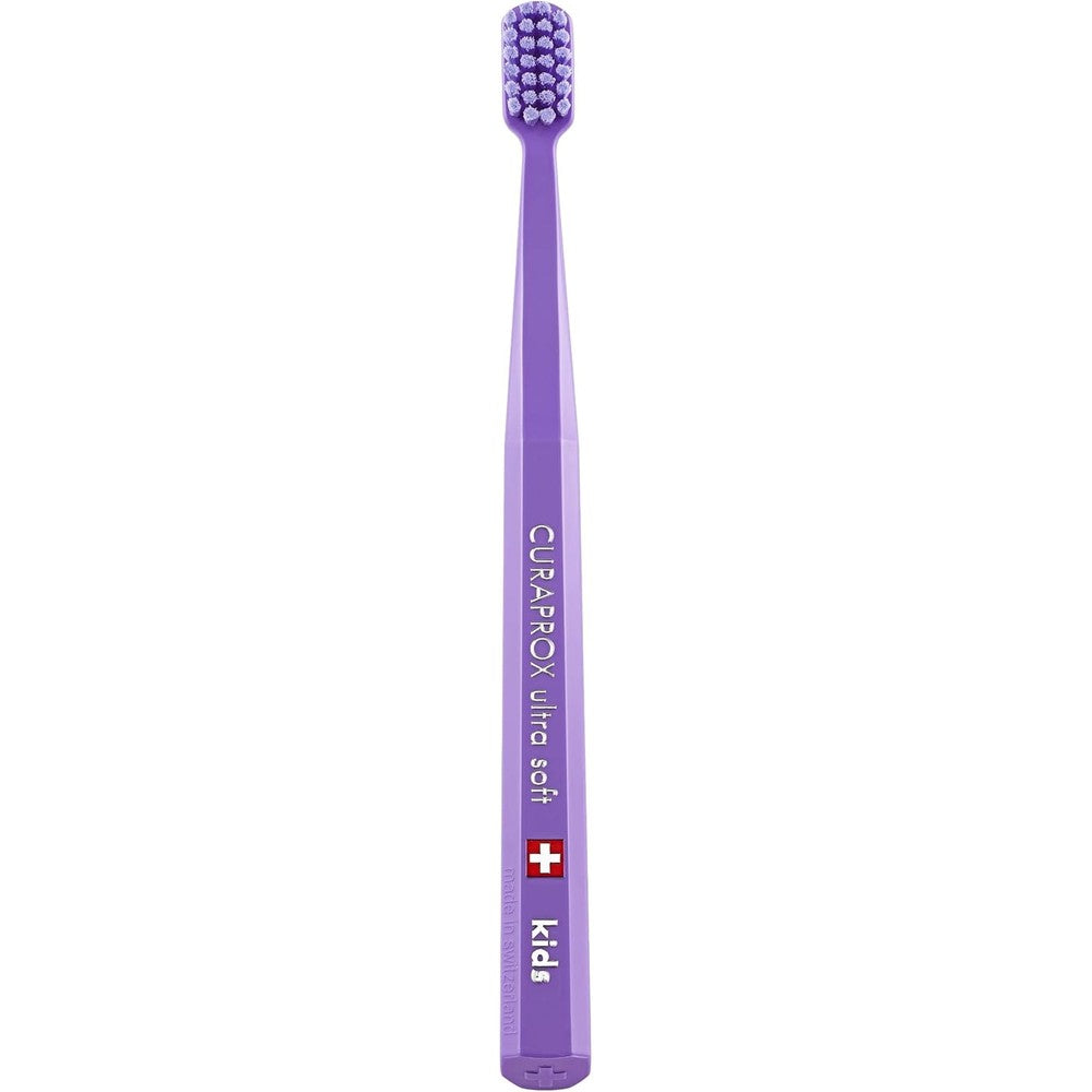 Curaprox CS Kids Toothbrush Purple front view ultra soft bristles for children