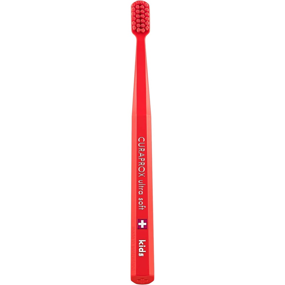 Curaprox CS Kids Toothbrush in Red front view for children's oral care.