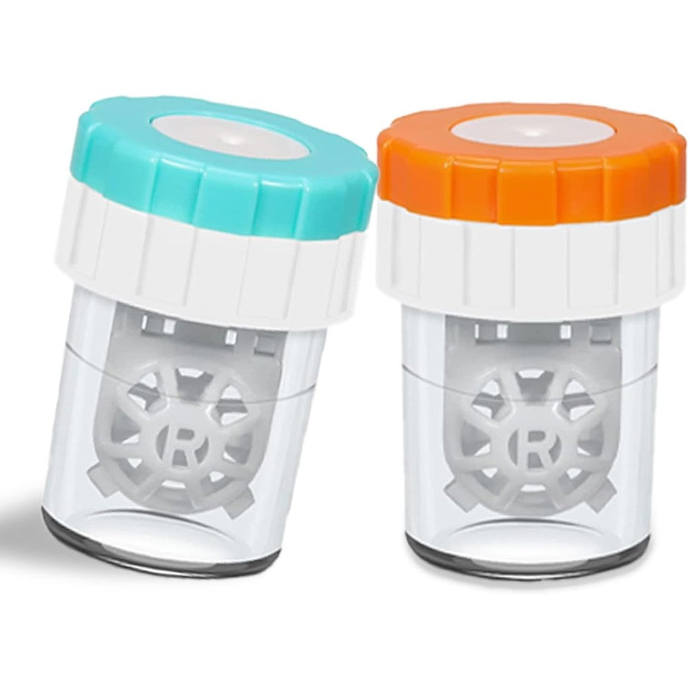 UpaClaire manual contact lens cleaner machine front view showing blue twist top lid