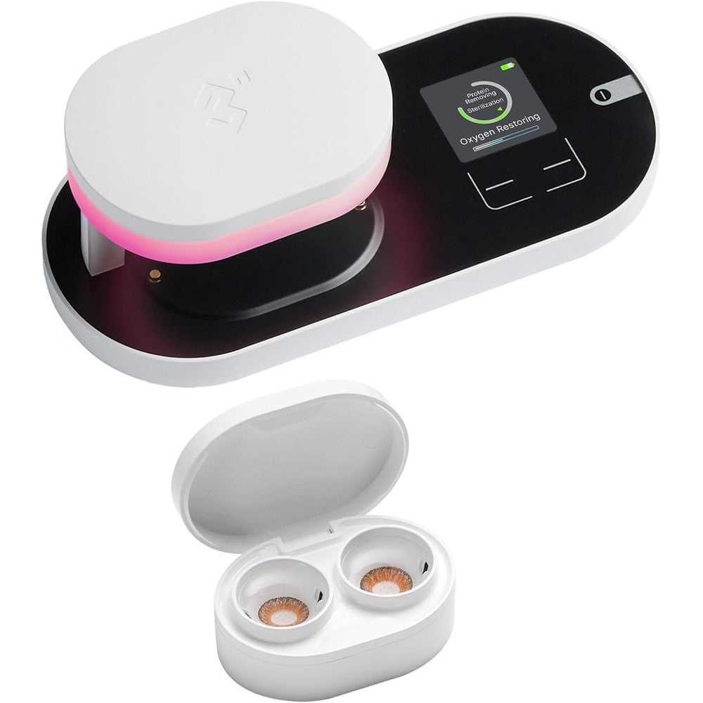 3N ReO2 Gen6 soft contact lens cleaner front view in white with digital display screen
