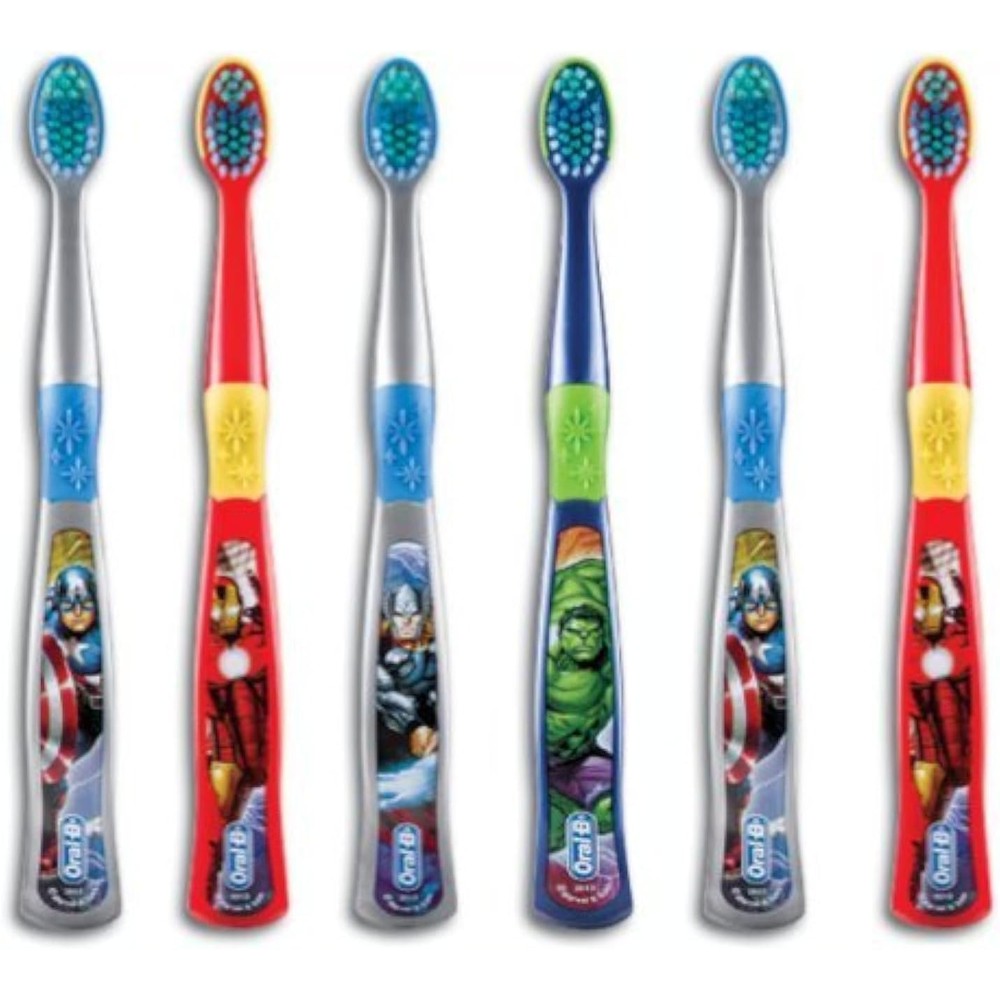 Oral-B Kids Spider-Man Extra Soft Toothbrush Pack of 6 front view for children's oral care.