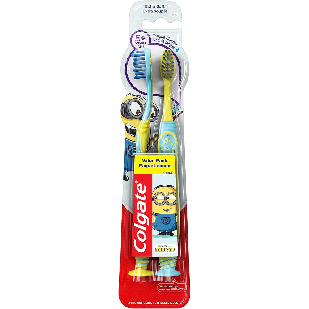 Colgate Kids Minions Extra Soft Toothbrush 2 Pack front view