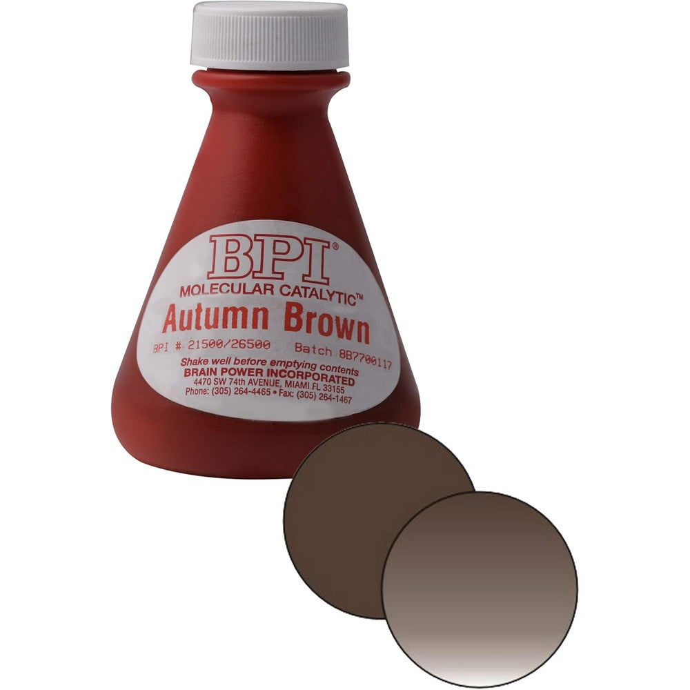 Visualeyewear BPI Tints For Lenses Autumn Brown bottle front view for professional optical tinting.