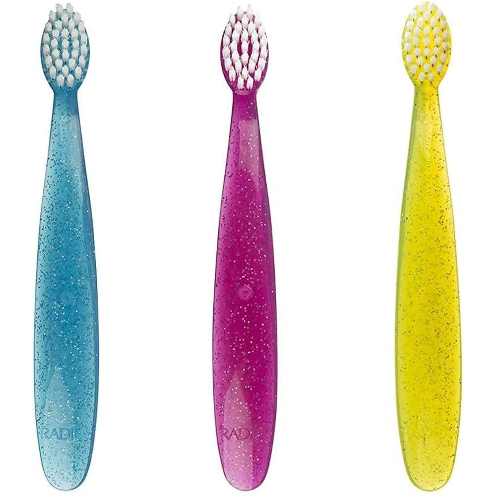 RADIUS Totz Childrens Toothbrush 3 pack front view authentic USA imported oral care.
