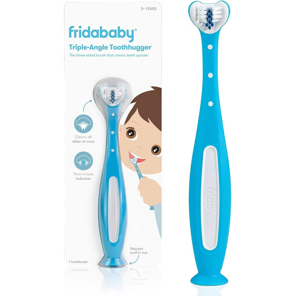 Frida Baby triple-angle toddler toothbrush front view