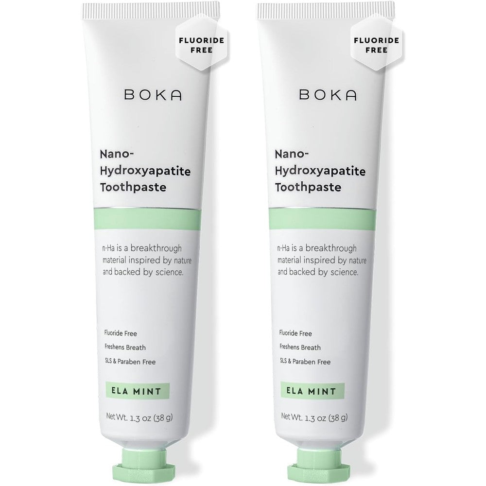 Boka Ela Mint Nano Hydroxyapatite Toothpaste two pack front view for enamel repair