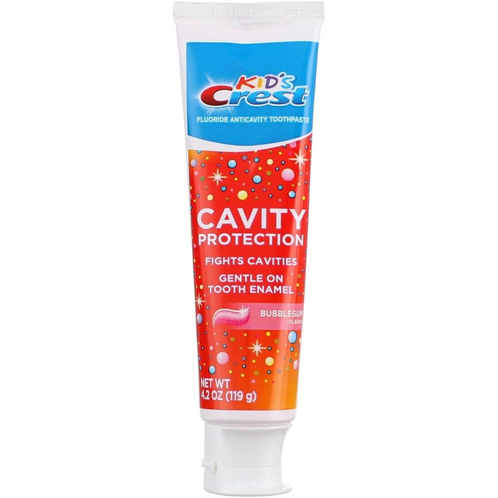 Crest Kid's Cavity Protection Toothpaste front view 6 pack for children's oral care.