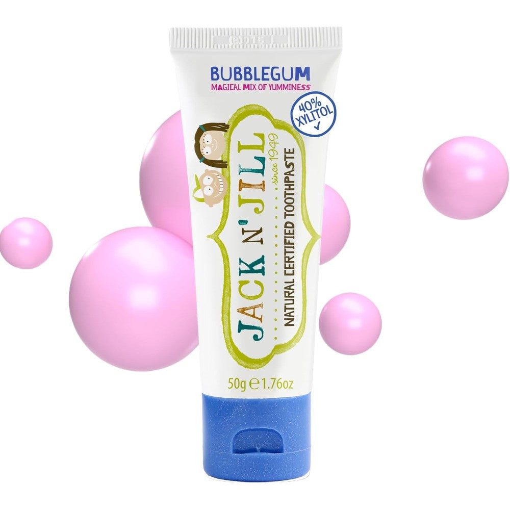 Jack N' Jill Natural Toothpaste Bubblegum front view for kids oral care