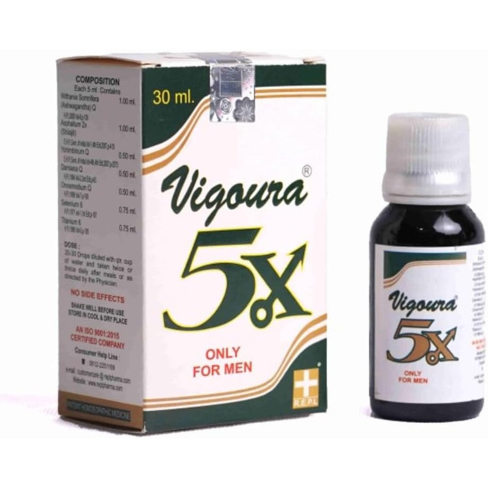 REPL Dr. Advice Vigoura 5X Homeopathic Liquid Drops front view bottle for men health wellness