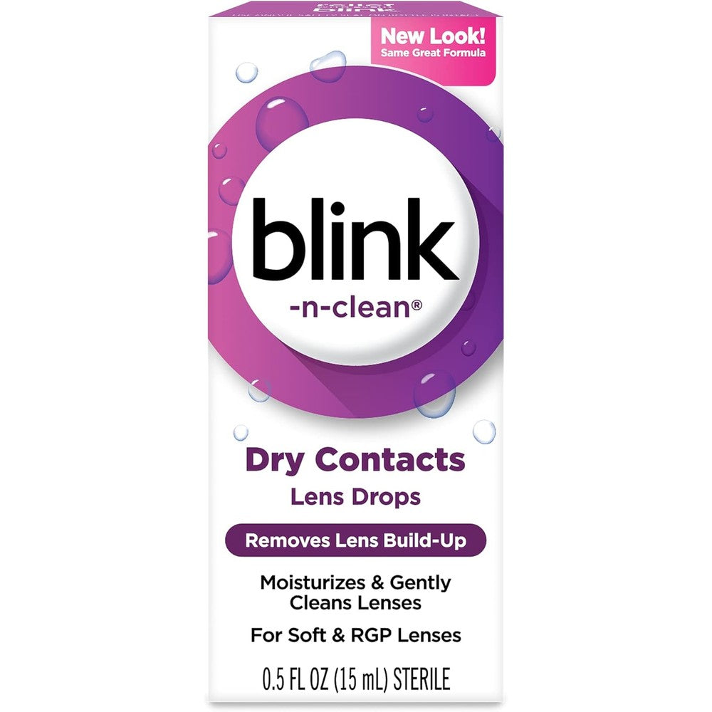 Blink-N-Clean Lens Drops front view packaging showcasing contact lens rewetting formula