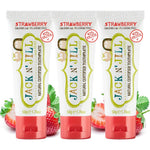 Jack N' Jill Natural Toddler Toothpaste Strawberry Pack of 3 front view imported oral care.