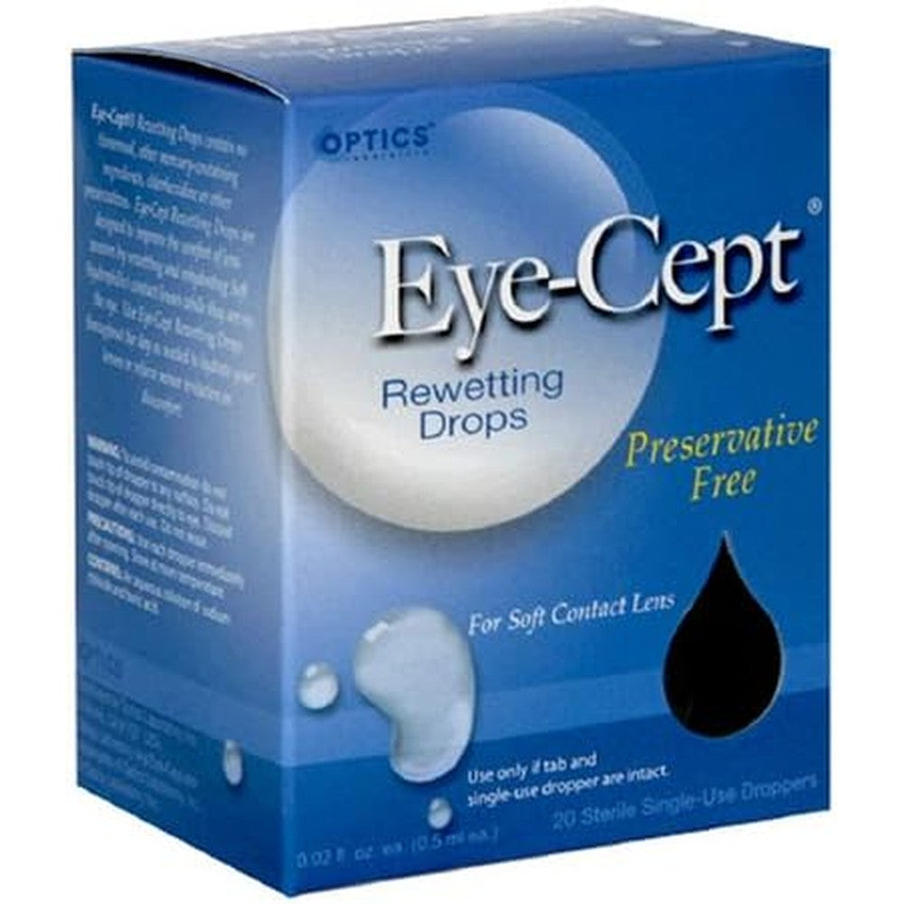 Optics Laboratory Eye Cept Rewetting Drops front view pack for contact lens moisture
