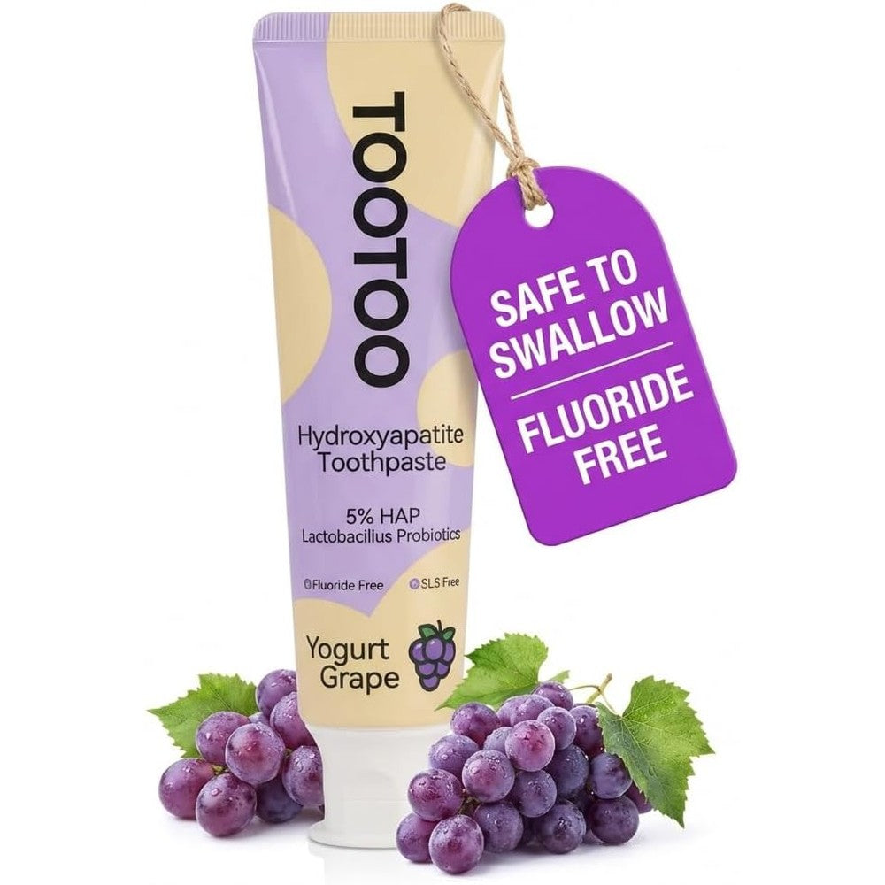 TooToo Kids Hydroxyapatite Toothpaste Yogurt Grape front view fluoride free kids toothpaste