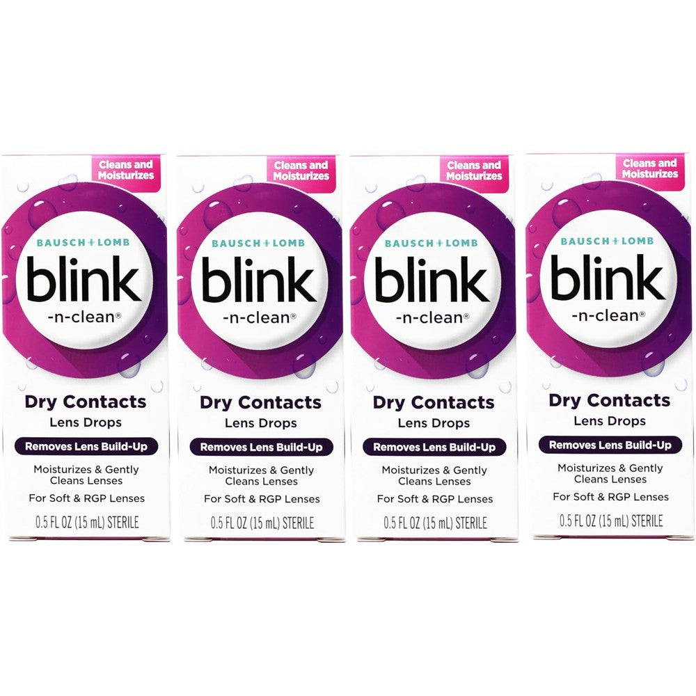 Bausch And Lomb Blink And Clean Lens Drops front packaging view for authentic contact lens care.