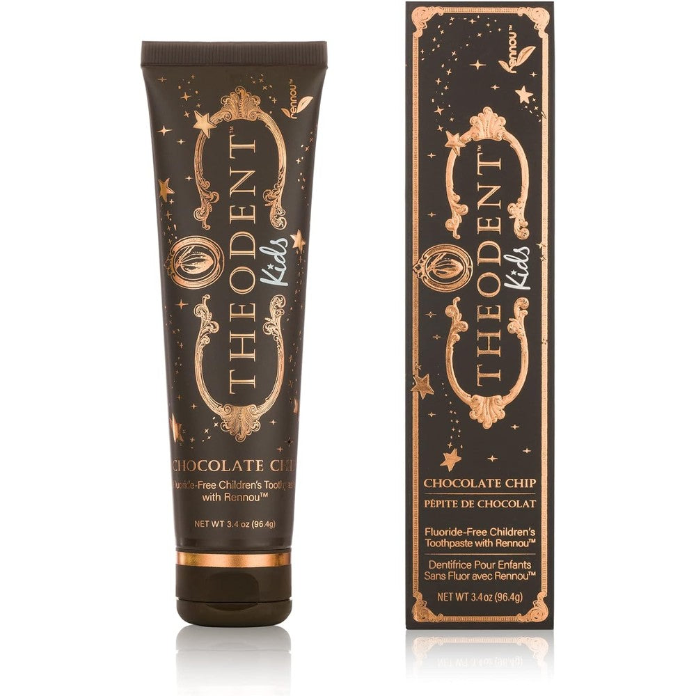 Theodent Kids Fluoride-Free Toothpaste front view of chocolate chip tube
