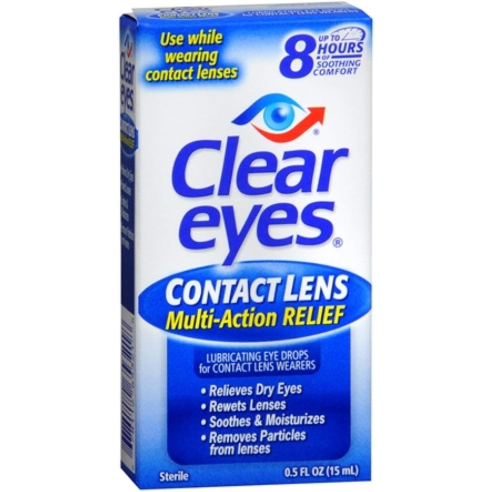 Clear Eyes Contact Lens Relief Soothing Eye Drops five pack front view