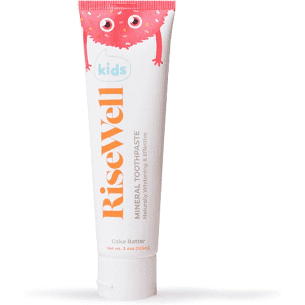 RiseWell Kids Mineral Toothpaste Cake Batter front view fluoride free dental care