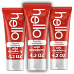 Hello Wild Strawberry Kids Fluoride Toothpaste three pack front view