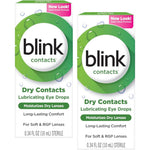 Blink Contacts Lubricating Eye Drops front view of the two pack packaging showcasing the imported eye care product.