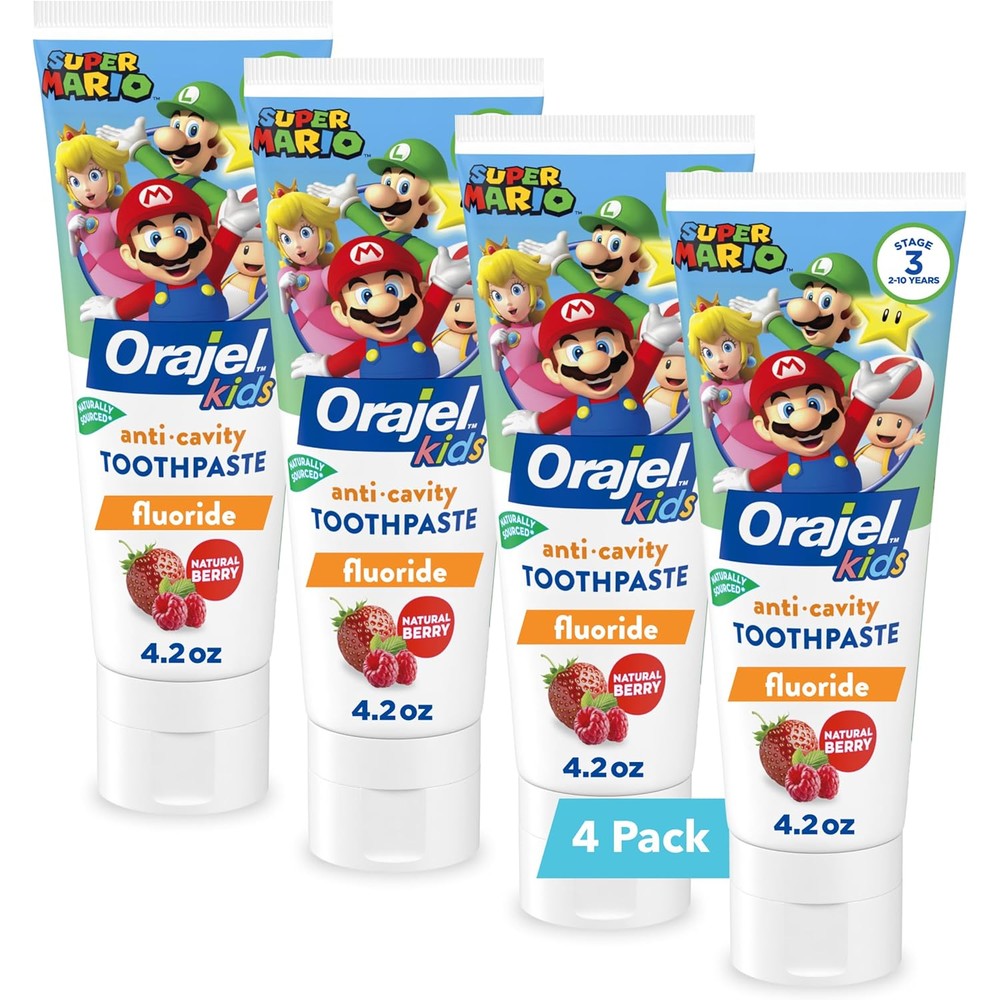 Orajel Kids Super Mario Anti-Cavity Toothpaste front view fluoride protection