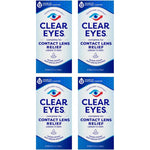 Clear Eyes Contact Lens Relief Soothing Eye Drops front view pack of four